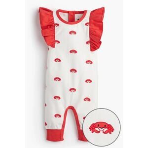 Monica + Andy Sleeveless Ruffle Romper - Crab Print